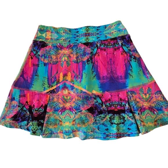 Dona Jo Womens Pink Turquoise Abstract JoJo Fly Skort Size Small - Picture 3 of 9